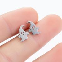 Stainless Steel Stud Earring, Ghost, plated, fashion jewelry & for woman 