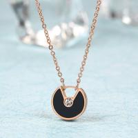 Titanium Steel Jewelry Necklace, Round, plated, cross chain & for woman, rose gold color, 400+50mm 