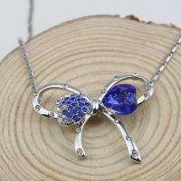 Crystal Zinc Alloy Necklace, with Austrian Crystal, Bowknot, plated, for woman 400+60,32mm 