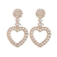 Copper Alloy Drop Earring, with 925 Sterling Silver, plated, micro pave cubic zirconia & for woman 
