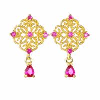 Brass Drop Earring, with 925 Sterling Silver, plated, micro pave cubic zirconia & for woman 