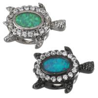 Cubic Zirconia Micro Pave Brass Beads, with Opal, Turtle, plated, micro pave cubic zirconia Approx 2mm 