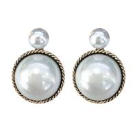 Zinc Alloy Drop Earring, with Shell Pearl, Geometrical Pattern, plated, for woman, 30*20mm 