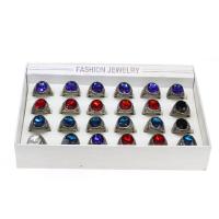 Ring paar, Glas, mit Zinklegierung, Geometrisches Muster, plattiert, unisex, gemischte Farben, 200*150*35mm, Größe:5-10, 24PCs/Box, verkauft von Box