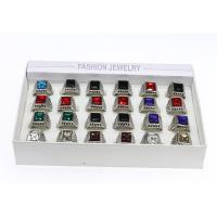 Ring paar, Glas, mit Zinklegierung, Geometrisches Muster, plattiert, unisex, gemischte Farben, 200*150*35mm, Größe:5-10, 24PCs/Box, verkauft von Box