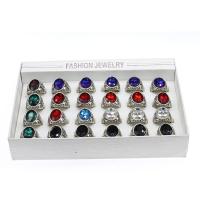 Ring paar, Harz, mit Zinklegierung, Geometrisches Muster, plattiert, unisex, gemischte Farben, 200*150*35mm, Größe:5-10, 24PCs/Box, verkauft von Box