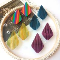 Acrylic Earring Drop Component, Rhombus, painted, patchwork 