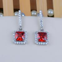 Cubic Zircon (CZ) Drop Earring, Copper Alloy, plated, micro pave cubic zirconia & for woman 