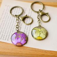 Zinc Alloy Key Clasp, with Dried Flower, plated, vintage 30mm 