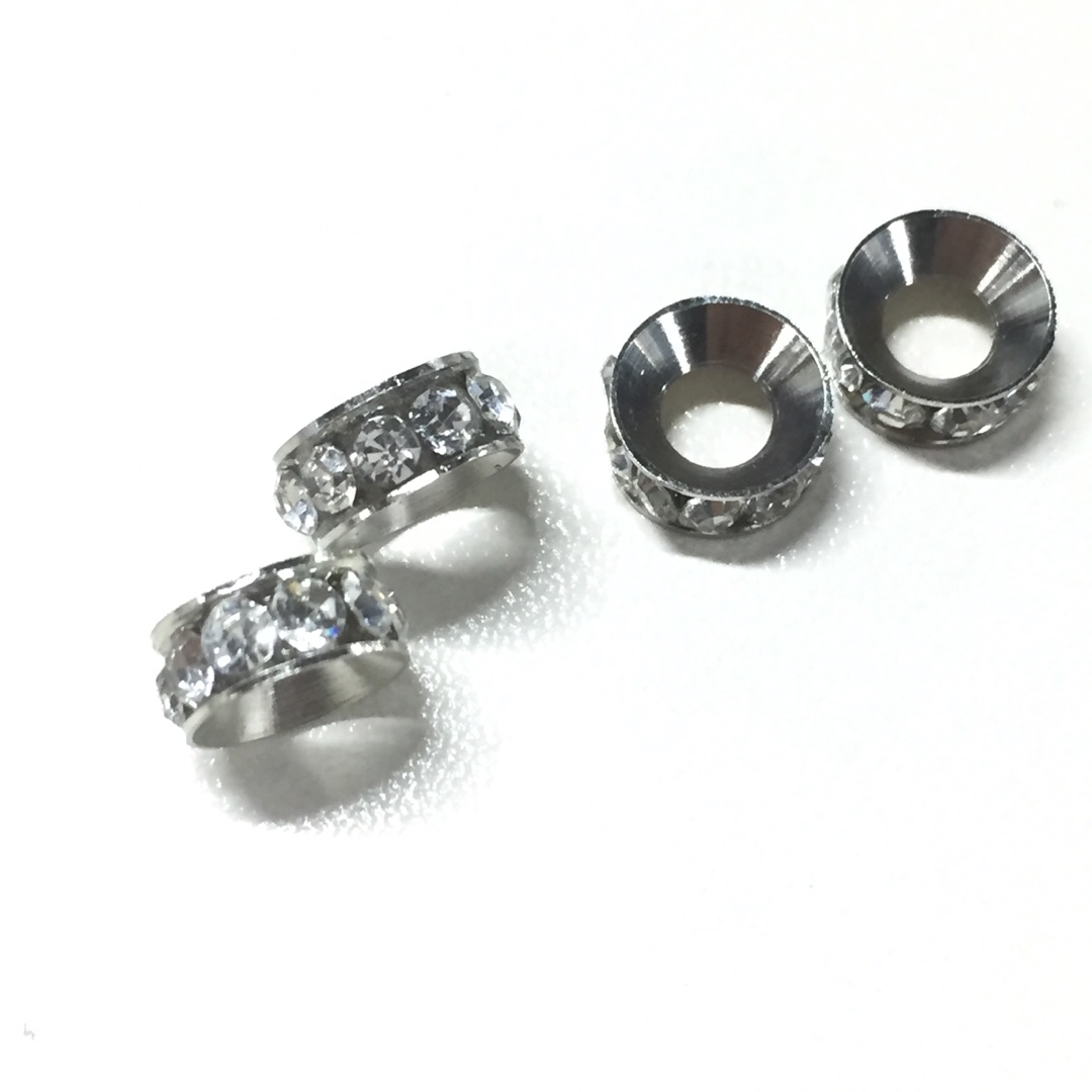 Rondelle Rhinestone Spacer, Brass, platinum color plated, different size for choice & with rhinestone, more colors for choice, Sold By PC