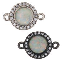 Cubic Zirconia Micro Pave Brass Connector, with Opal, plated, micro pave cubic zirconia Approx 1mm 