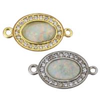 Cubic Zirconia Micro Pave Brass Connector, with Opal, plated, micro pave cubic zirconia Approx 1mm 