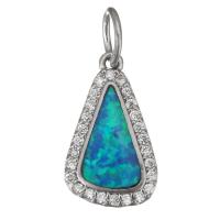 Brass Pendant, with Opal, plated, micro pave cubic zirconia Approx 4.5mm 