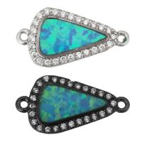 Cubic Zirconia Micro Pave Brass Connector, with Opal, plated, micro pave cubic zirconia Approx 1mm 