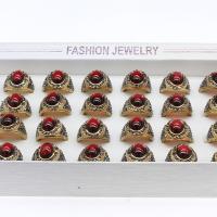 Ring paar, Harz, mit Zinklegierung, Geometrisches Muster, plattiert, unisex, gemischte Farben, 200*150*35mm, Größe:5-10, 24PCs/Box, verkauft von Box