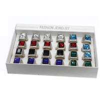 Ring Set, Glass, with Zinc Alloy, Geometrical Pattern, plated, Unisex, mixed colors, 200*150*35mm, US Ring 