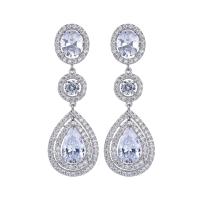 Brass Drop Earring, plated, micro pave cubic zirconia & for woman 