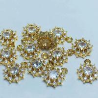 Cubic Zirconia Micro Pave Brass Pendant, gold color plated, DIY & micro pave cubic zirconia 10mm 