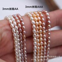 Rice Cultured Freshwater Pearl Beads, Round, natural, DIY 2mm 
