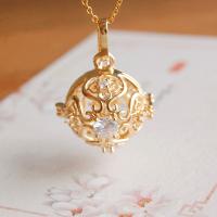 Perfume Locket Necklace, Brass, Round, plated, It could be opened and beads could be put inside. & hollow 20*450mm 