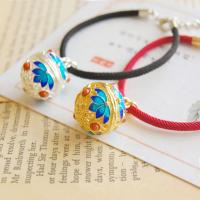 Perfume Aromatherapy Bracelet, Brass, with Korean Waxed Cord, plated, It could be opened and beads could be put inside. 150+50*18mm 