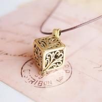 Perfume Locket Necklace, Zinc Alloy, with Wax Cord, plated, vintage & Mini, antique gold color, 400*17*26mm 