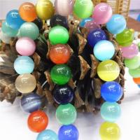 Katzenauge Perlen, rund, poliert, DIY & verschiedene Größen vorhanden, farbenfroh, Länge:38 cm, verkauft von Strang