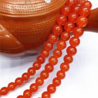 Carnelian Beads, Round, polished, DIY reddish orange cm 