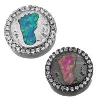Perles zircon Micro Pave cubes, laiton, avec Opale, Rond, Placage, pavé de micro zircon, plus de couleurs à choisir Environ 2mm, Vendu par PC
