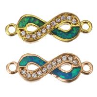 Cubic Zirconia Micro Pave Brass Connector, with Opal, Moon, plated, micro pave cubic zirconia & hollow Approx 1mm 