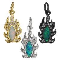 Cubic Zirconia Micro Pave Brass Pendant, with Opal, plated, micro pave cubic zirconia 