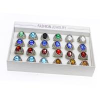 Ring paar, Glas, Geometrisches Muster, plattiert, unisex, gemischte Farben, 200*150*35mm, Größe:5-10, 24PCs/Box, verkauft von Box