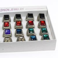Ring Set, Glass, with Zinc Alloy, Geometrical Pattern, plated, Unisex, mixed colors, 200*150*35mm, US Ring 