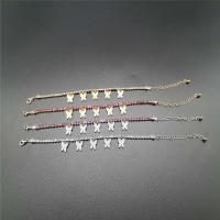 Zinc Alloy Anklet, with Rhinestone, Butterfly, plated, micro pave rhinestone & for woman 200+80mm 