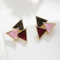 Zinc Alloy Stud Earring, Triangle, portable, multi-colored 