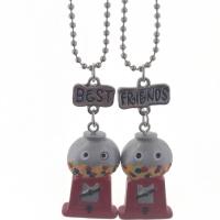 Resin Zinc Alloy Necklace, with Resin, Robot, platinum color plated, 2 pieces & for children & ball chain & with letter pattern Approx 17.7 Inch 