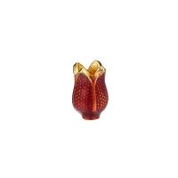 Zinc Alloy Bead Caps, Flower, gold color plated, enamel, red Approx 1.8mm 