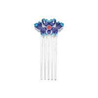 палочки для волос, цинковый сплав, Форма цветка, плакирован серебром, Винтаж & Женский & эмаль, голубой 10ПК/сумка, продается сумка