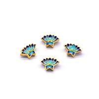Enamel Zinc Alloy Beads, Flower, gold color plated, blue Approx 1.3mm 