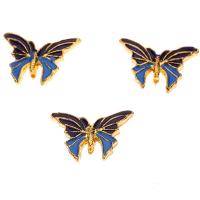 Enamel Zinc Alloy Beads, Butterfly, gold color plated, double-sided enamel Approx 1.5mm 
