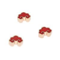 Enamel Zinc Alloy Beads, Lock, gold color plated, red Approx 4mm 