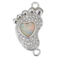 Cubic Zirconia Micro Pave Brass Connector, with Opal, Foot, plated, micro pave cubic zirconia Approx 1.5mm 