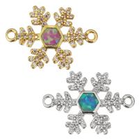 Cubic Zirconia Micro Pave Brass Connector, with Opal, Snowflake, plated, micro pave cubic zirconia & hollow Approx 1mm 