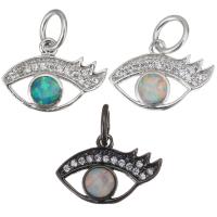 Cubic Zirconia Micro Pave Brass Pendant, with Opal, plated, micro pave cubic zirconia & hollow Approx 4.5mm 