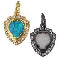 Cubic Zirconia Micro Pave Brass Pendant, with Opal, plated, micro pave cubic zirconia Approx 4.5mm 