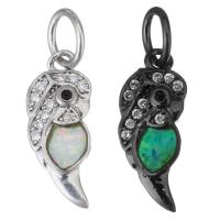 Cubic Zirconia Micro Pave Brass Pendant, with Opal, Parrot, plated, micro pave cubic zirconia Approx 4.5mm 