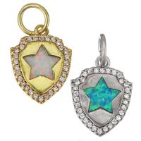 Cubic Zirconia Micro Pave Brass Pendant, with Opal, plated, micro pave cubic zirconia Approx 4.5mm 
