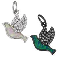 Cubic Zirconia Micro Pave Brass Pendant, with Opal, Dove, plated, micro pave cubic zirconia Approx 4.5mm 