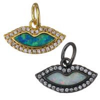 Cubic Zirconia Micro Pave Brass Pendant, with Opal, Lip, plated, micro pave cubic zirconia Approx 4.5mm 