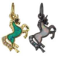 Cubic Zirconia Micro Pave Brass Pendant, with Opal, Horse, plated, micro pave cubic zirconia Approx 4.5mm 